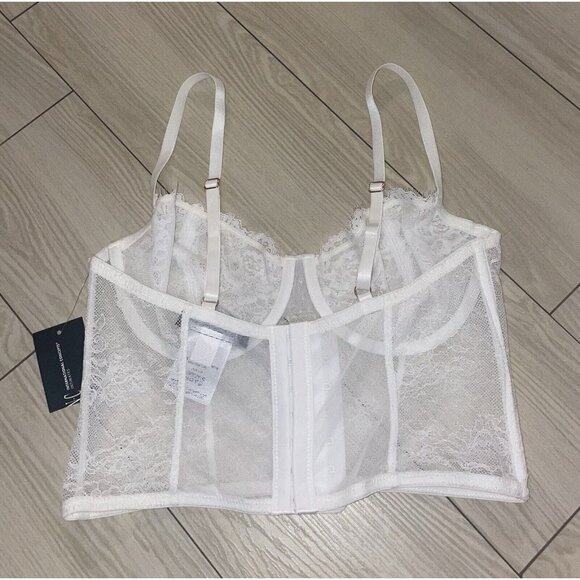 INC International Concepts Lace Bustier Bra Lingerie UW Womens M Medium Wht New - Picture 4 of 4